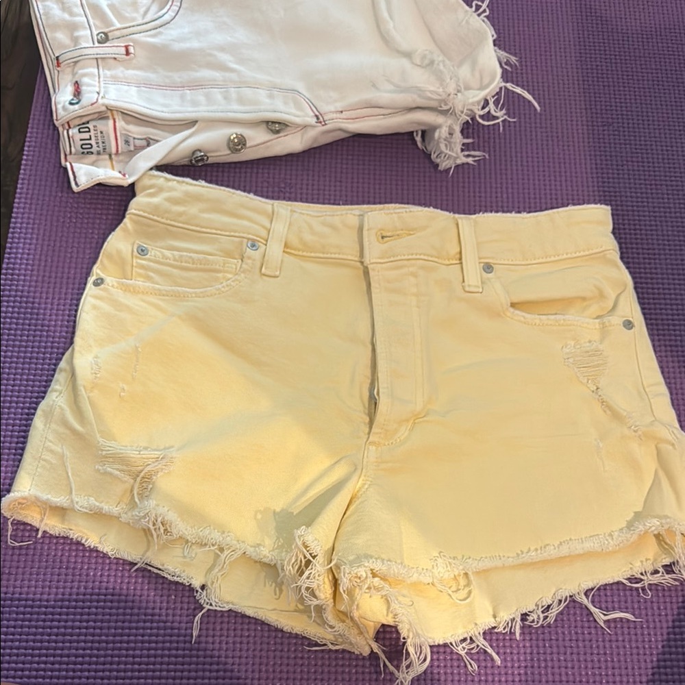 Joe's Jeans Light Yellow Distressed Jean Shorts